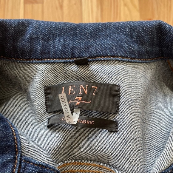 7 for all Mankind 7FAM Jen7 Blue Stretch Denim Jean Jacket EUC Size Small - Picture 7 of 11